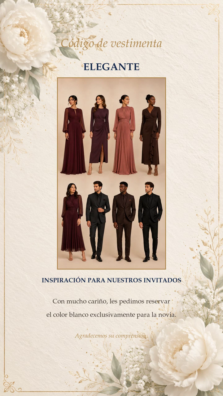 Inspiración de vestimenta elegante en tonos borgoña, ciruela, terracota, chocolate y negro